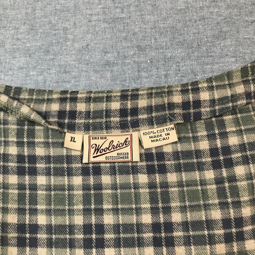 VTG Woolrich Women's XL Pinafore Dress Jumper Green Plaid Cotton Button Front D2 - Picture 3 of 9